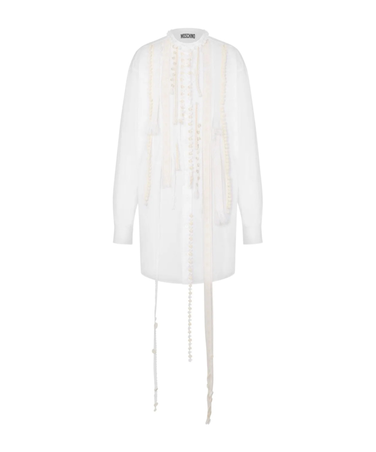 Moschino Embroidered Long-sleeved Shirt In White