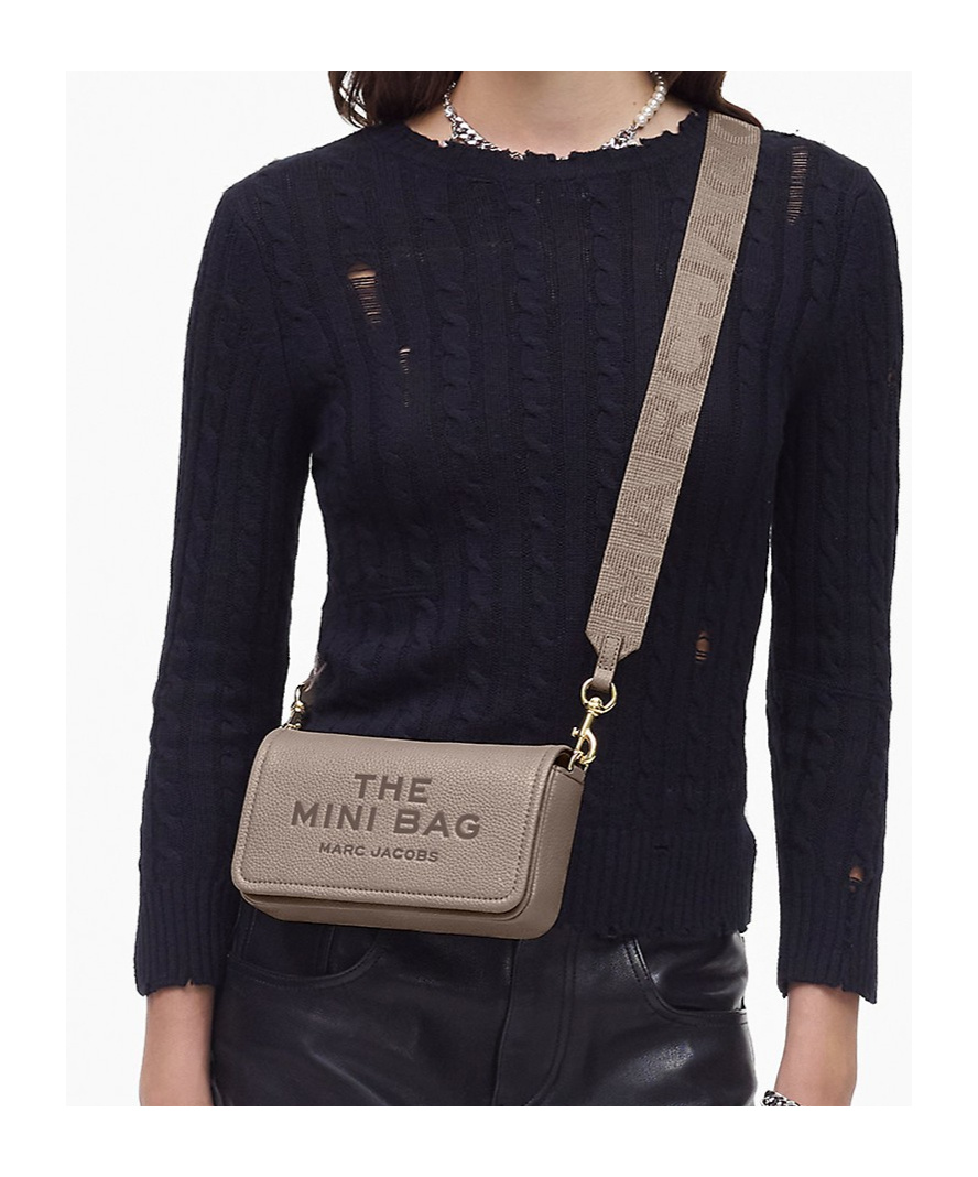 Marc Jacobs The Mini Bag Shoulder Bag In Grey Leather In Nude