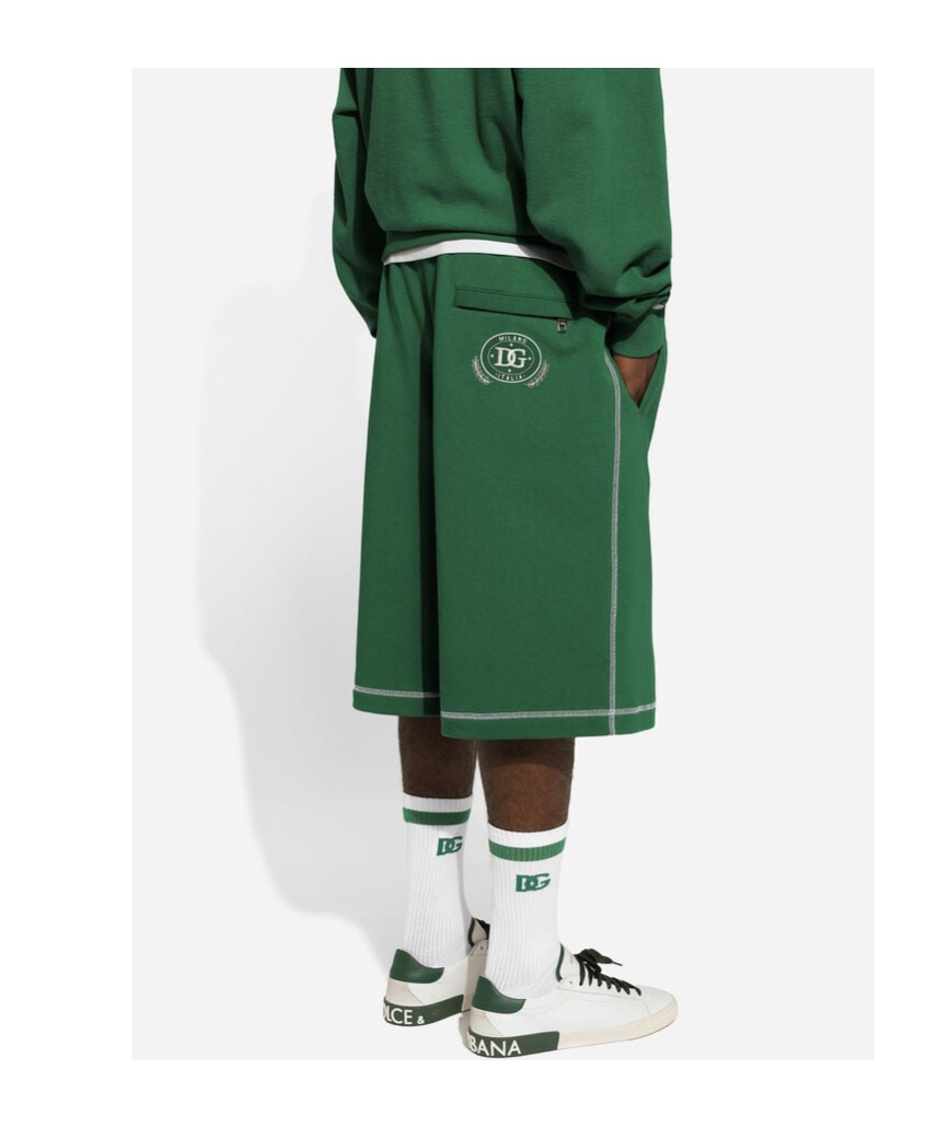 Dolce & Gabbana Logo-embroidered Jersey Track Shorts In Green