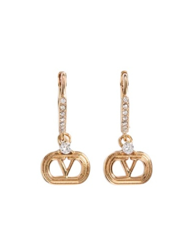 Valentino Embellished Ovalette Earrings In Gold