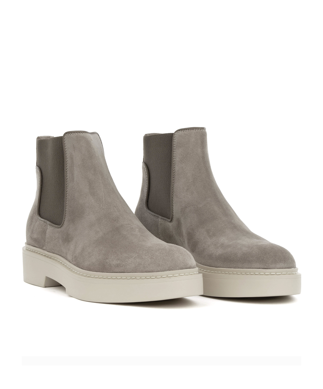 Santoni Round Toe Ankle Boots In Gray