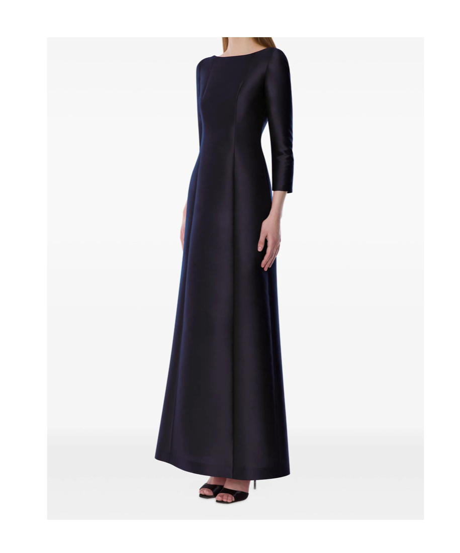 Alberta Ferretti Long-sleeved Mikado Evening Dress In Blue