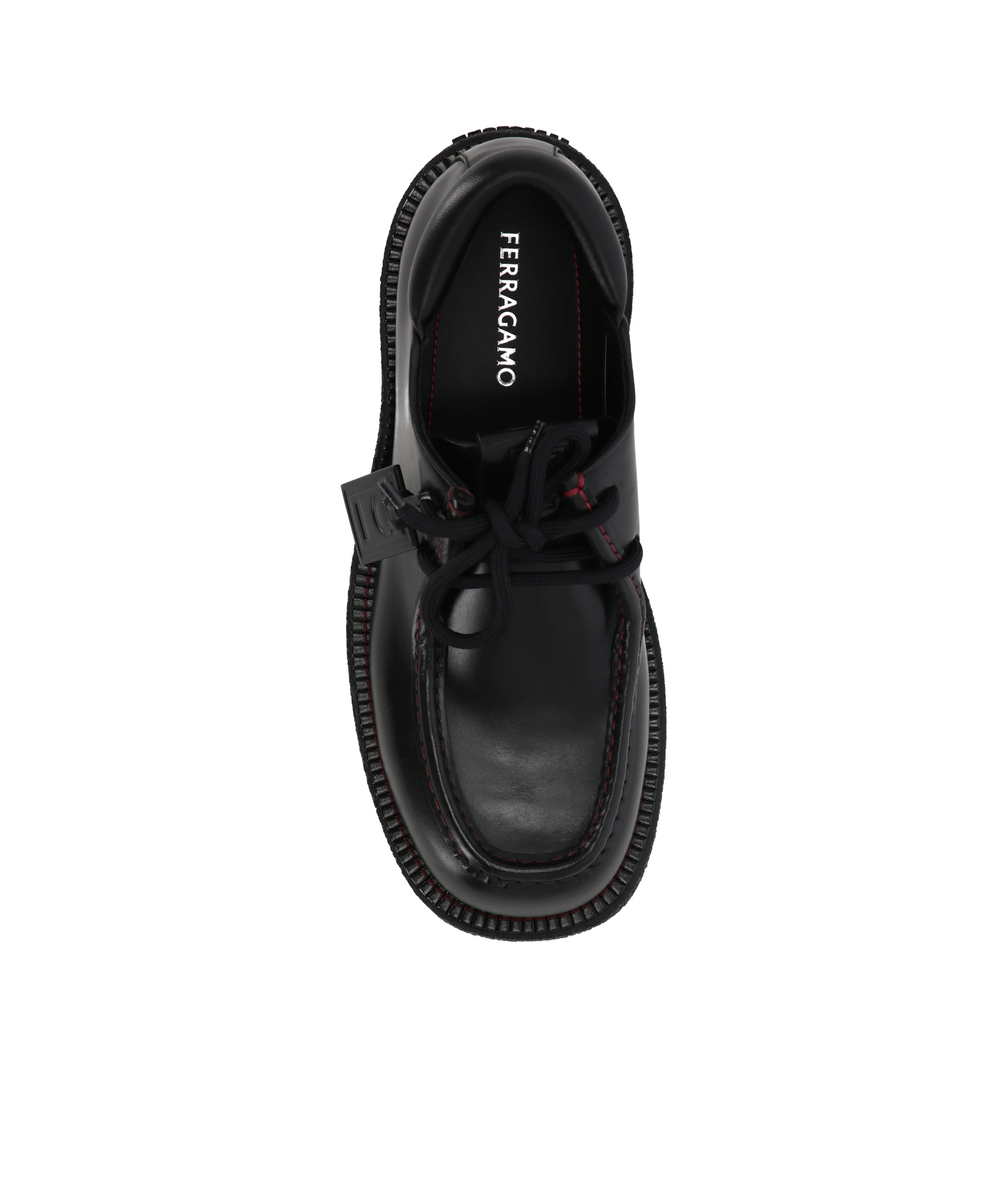 Ferragamo Lace Up Derby Shoes In Black