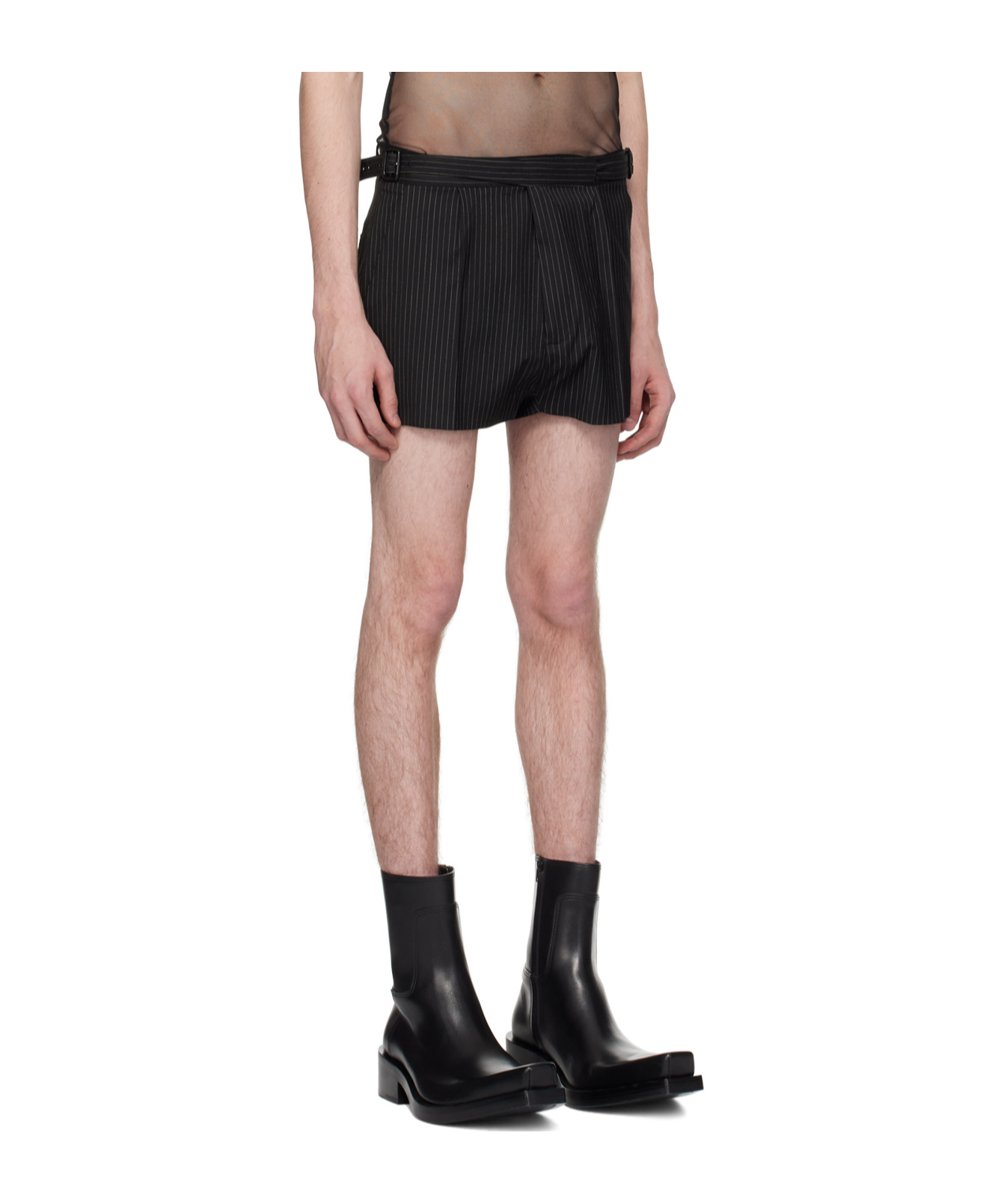 Egonlab Black Double Buckle Shorts In Black