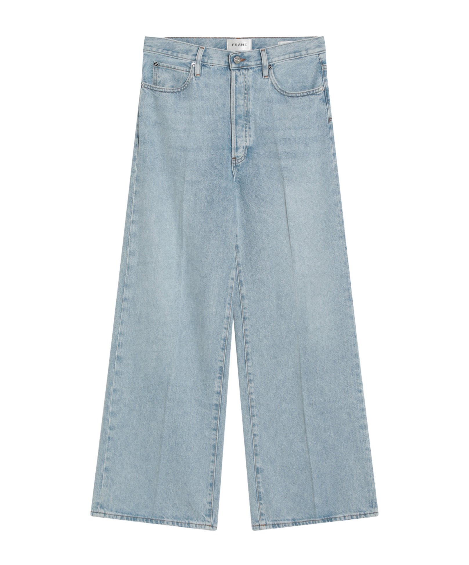Frame Low Baggy Wide Leg Jeans In Organic Denim In Blue