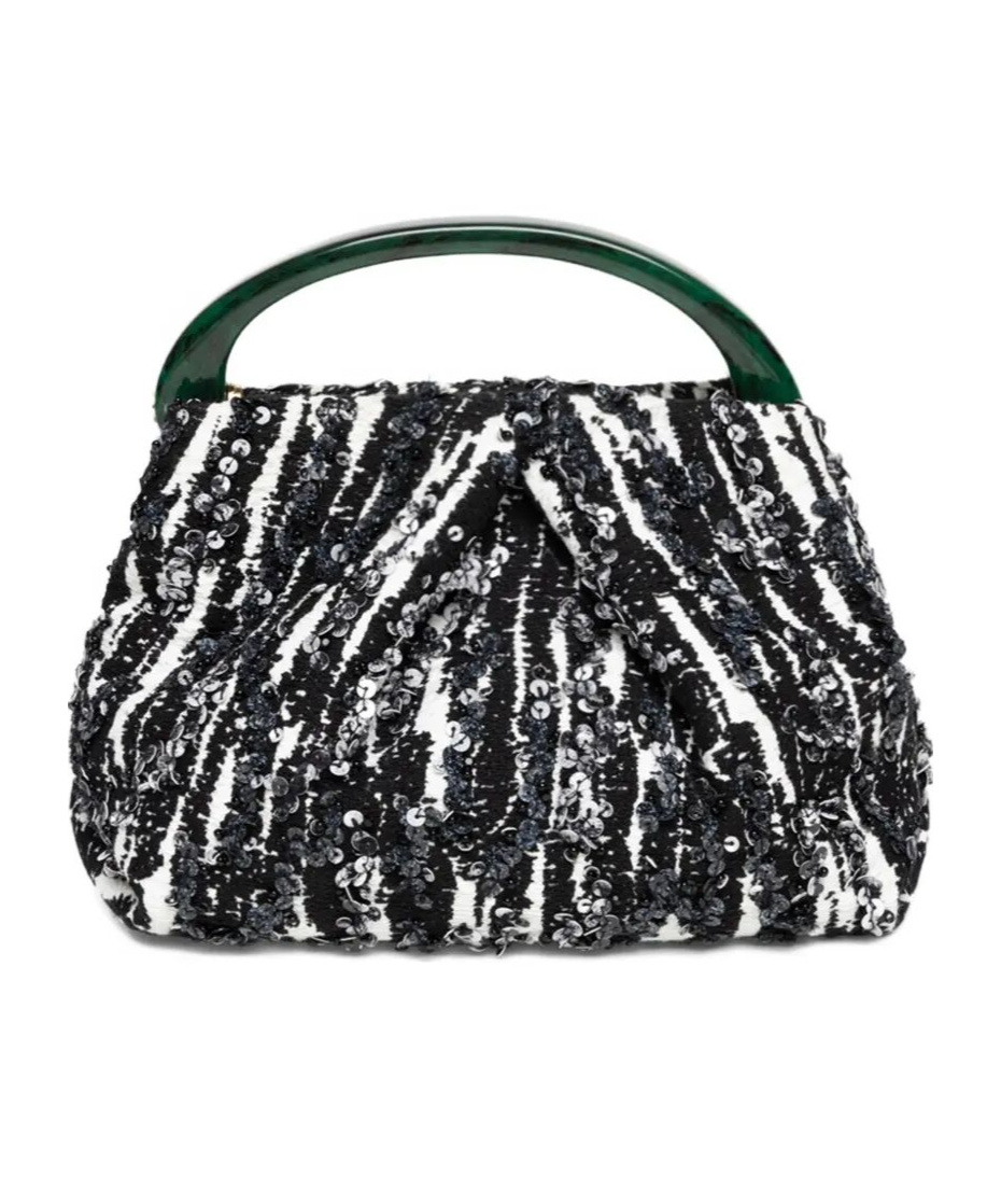 Dries Van Noten Small Pleated Jacquard With Resin Handle Bags In Black