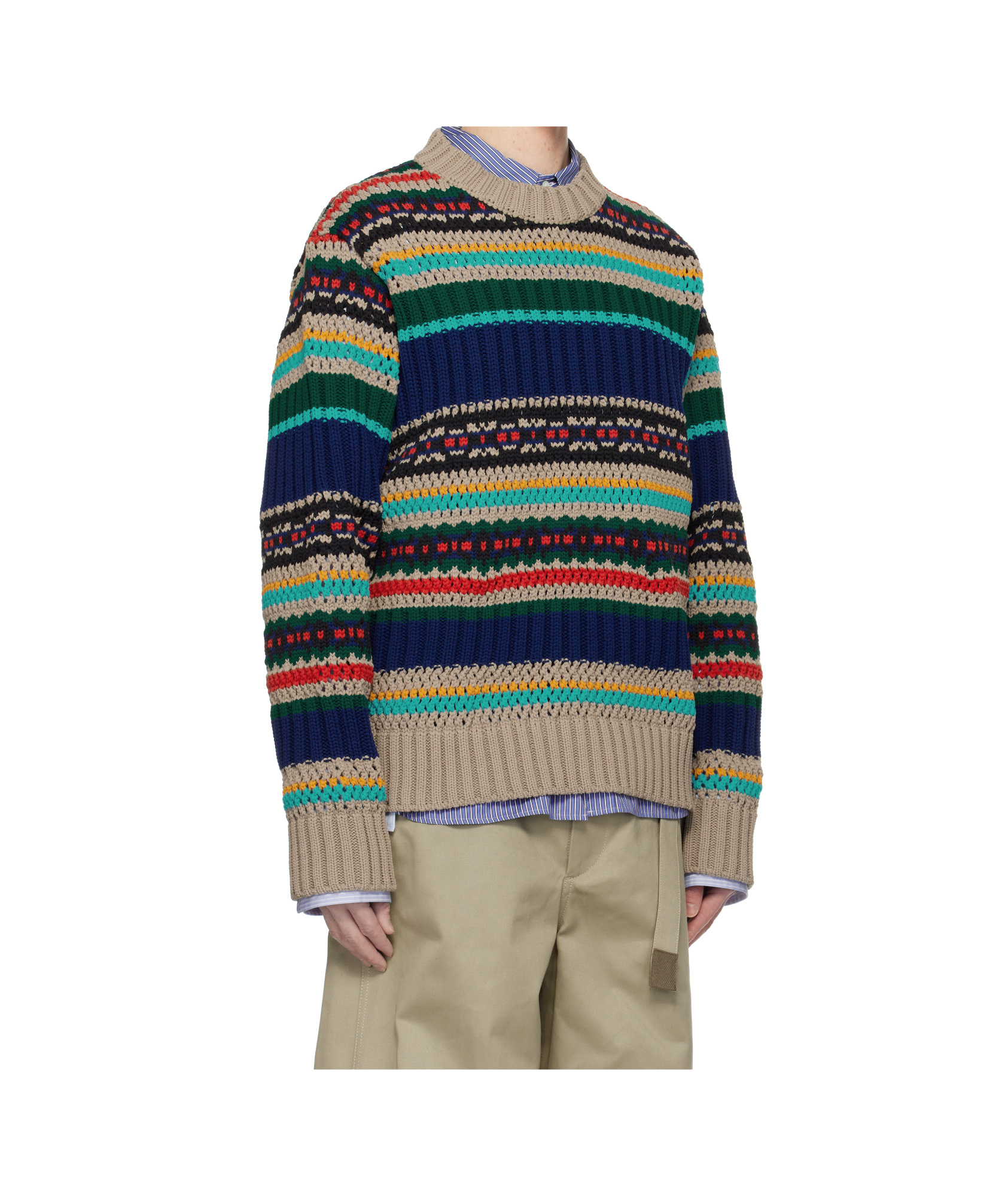 Sacai Multicolor Mesh Knit Sweater In Multicolor