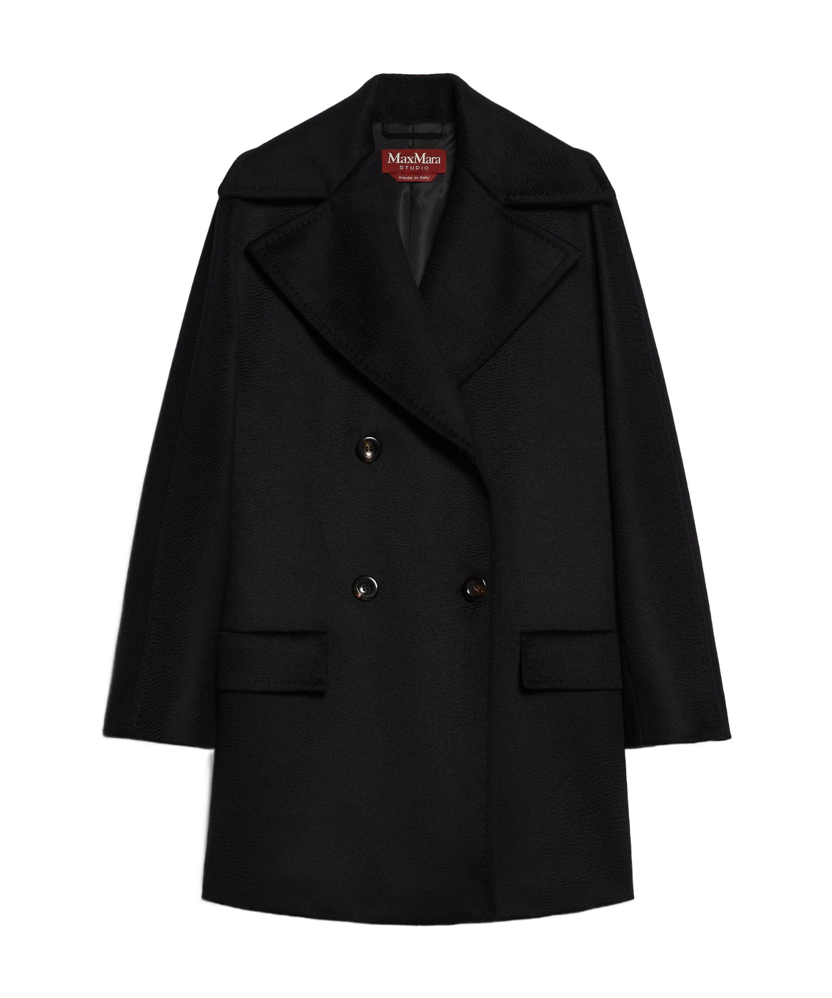 Max Mara Double-breasted Wool Short Coat In Black