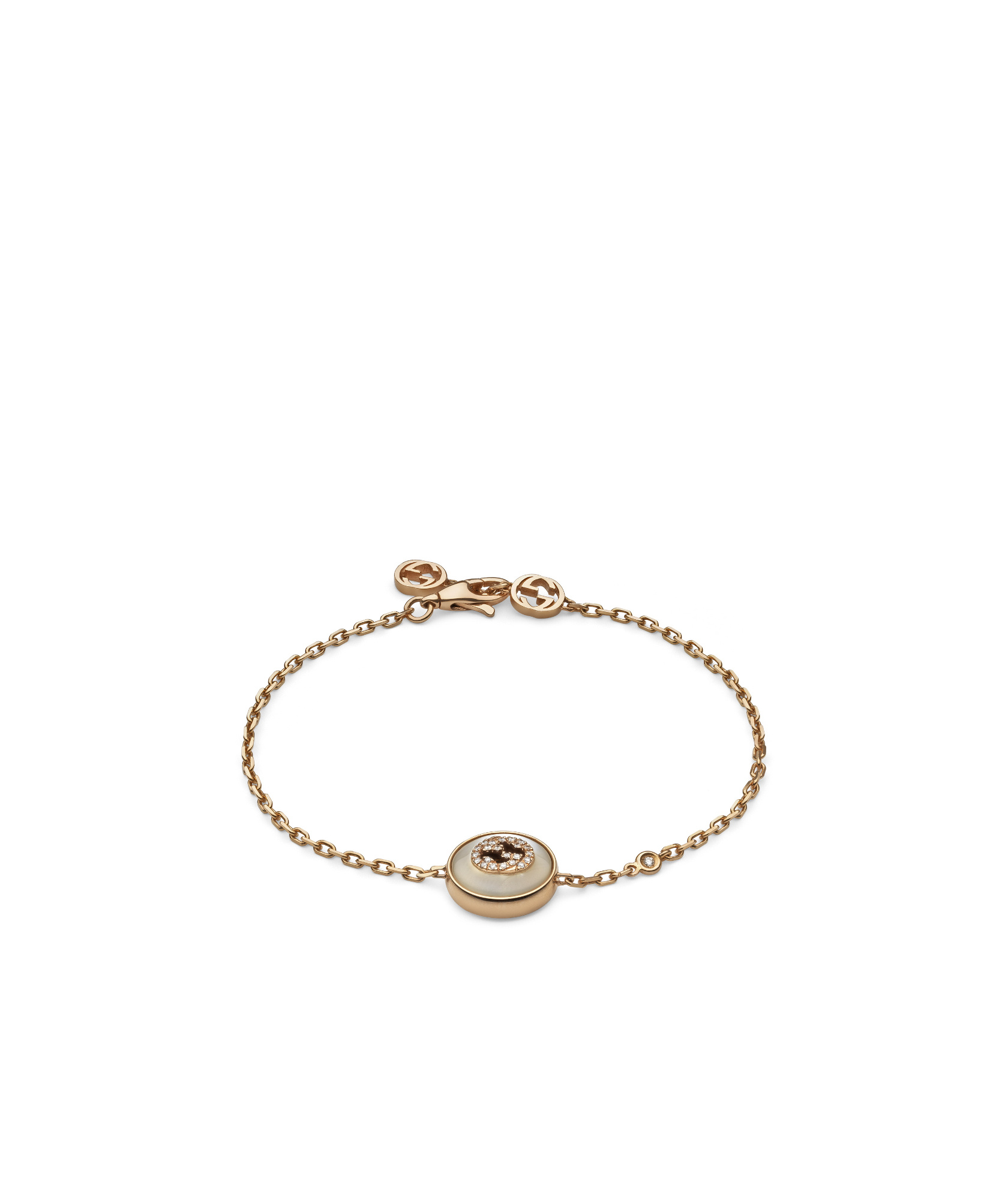 Gucci Interlocking 18ct Rose Gold Mother Of Pearl Bracelet - Yba786749001 In Yellow