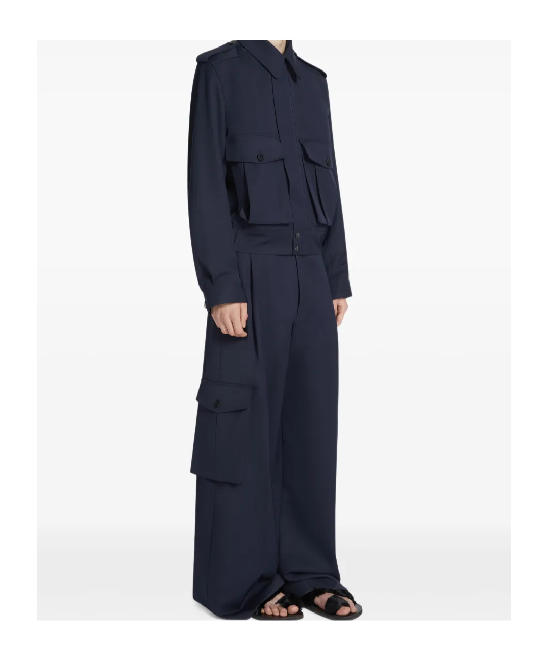 Dries Van Noten Navy-blue Wool Tris Pants In Navy