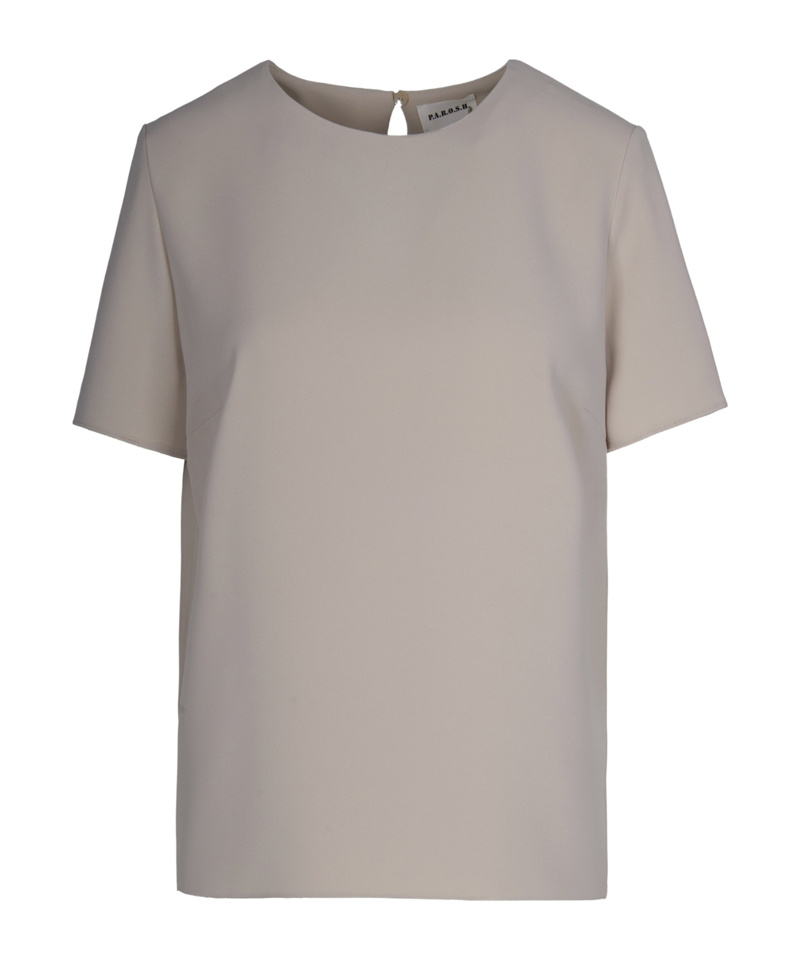 P.a.r.o.s.h Soft-fit Short-sleeved Blouse With Back Slit Detail In Gray