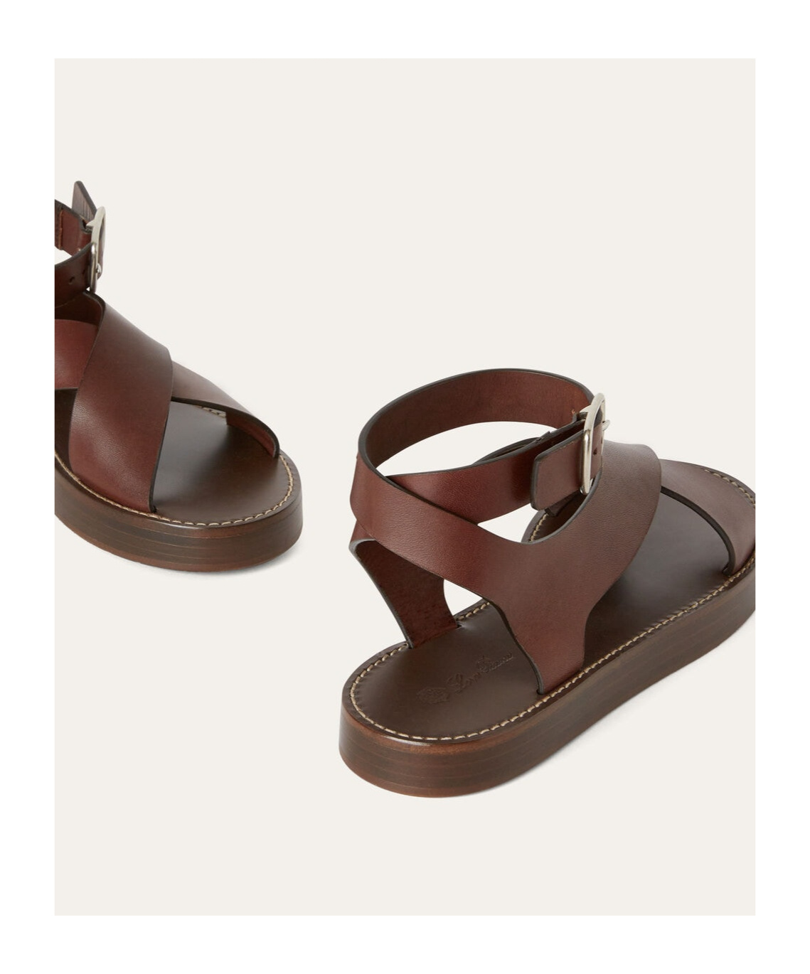 Loro Piana Criss-cross Leather Sandals In Brown