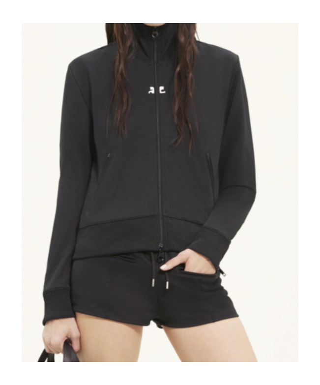 COURRÈGES LOGO-PATCH ZIP-UP SWEATSHIRT 