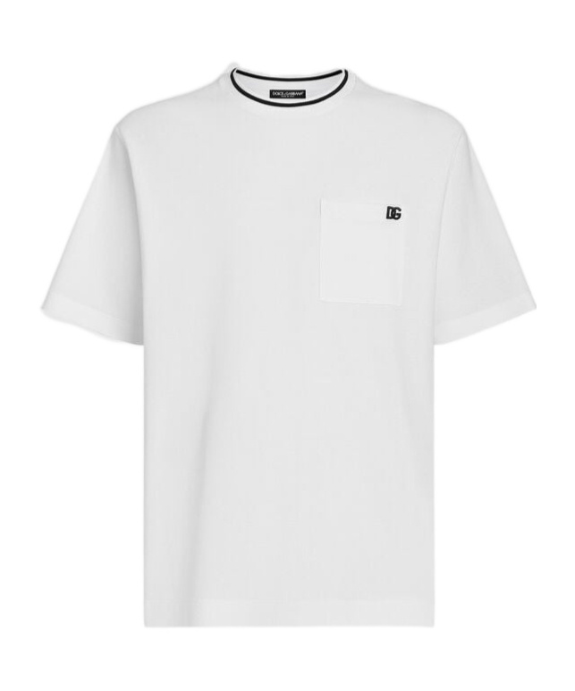 Dolce & Gabbana White Crewneck T-shirt With Logo Embroidery On The Front