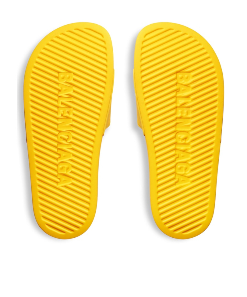 Balenciaga Men's  I Scholl Pool Slide Sandal In Yellow/blue In Yellow/blue
