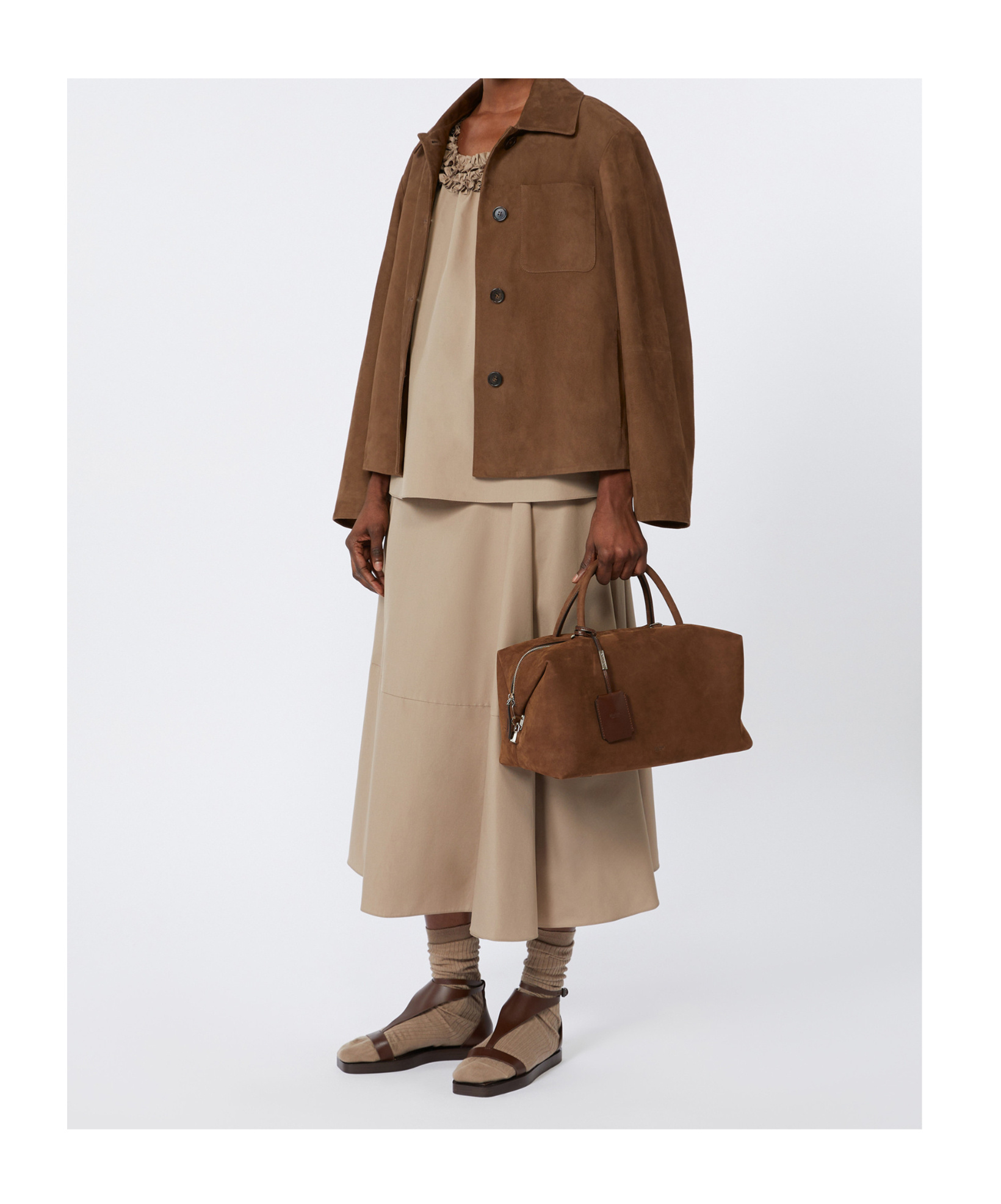 Max Mara Suede Shacket In Brown
