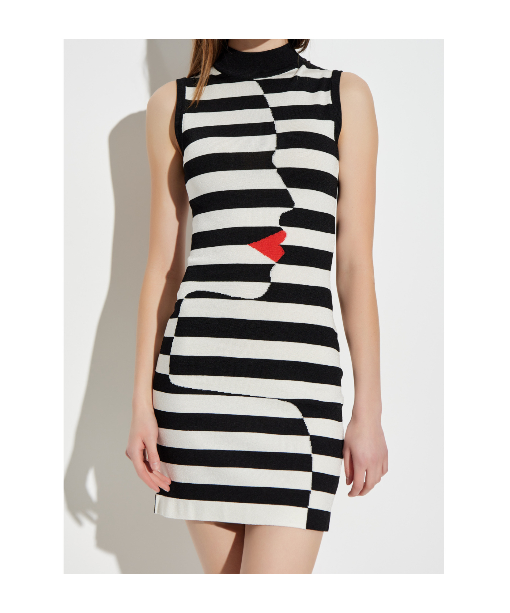Balmain Asymmetric Stripes Mini Dress In Black