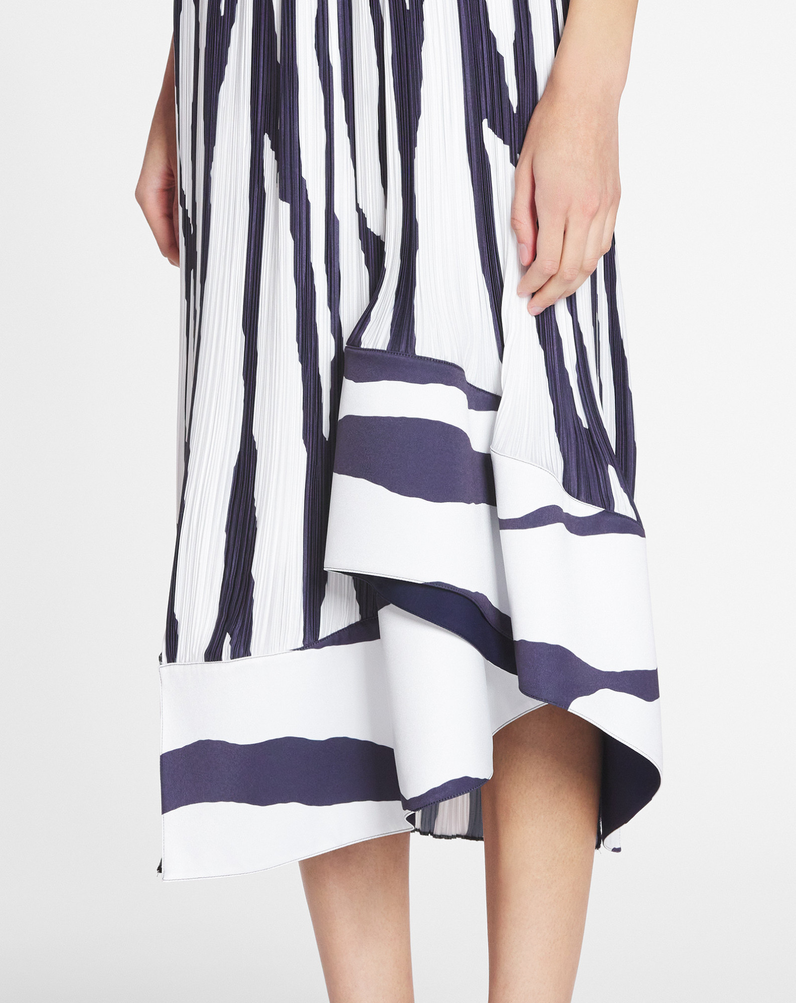Shop Lanvin Zebra Pattern Pleated Mid-length Skirt In Black