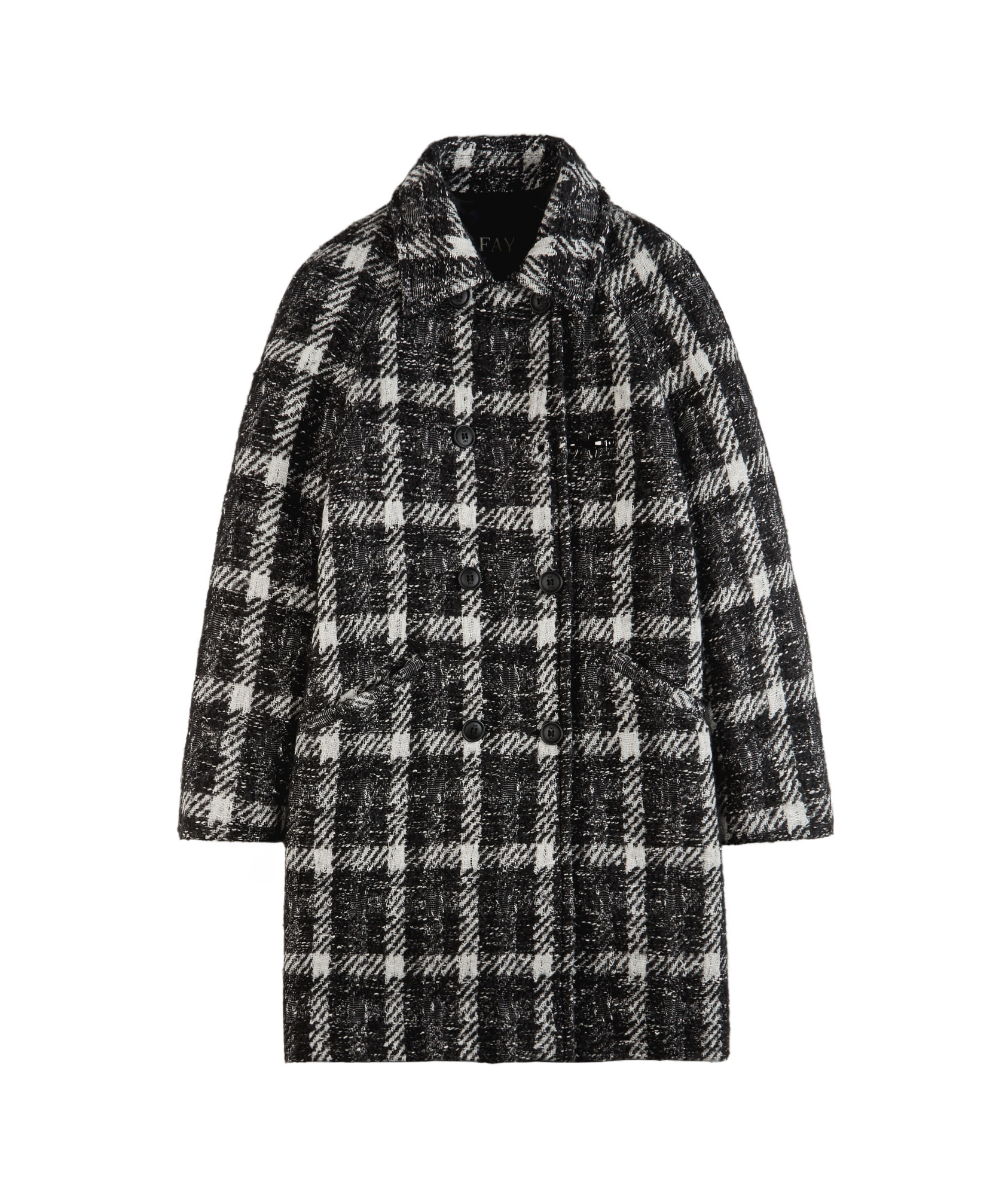 Fay Double-breasted Coat In Black
