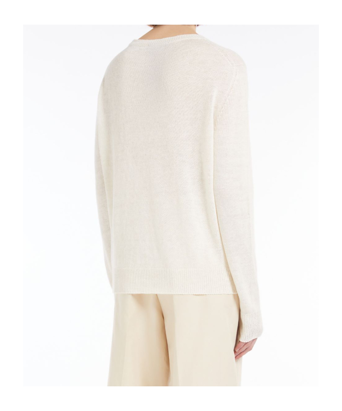Weekend Max Mara Long Sleeve Linen Pullover In White