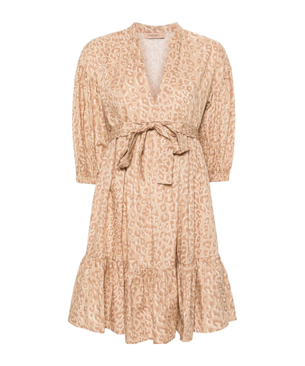 TWINSET LEOPARD-PRINT TIRERED MINIDRESS