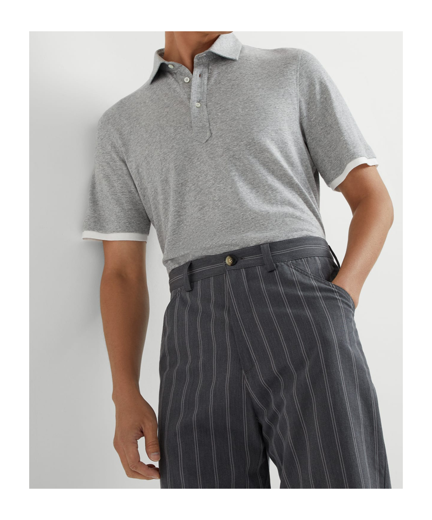 Brunello Cucinelli Short-sleeved Polo Shirt In Gray