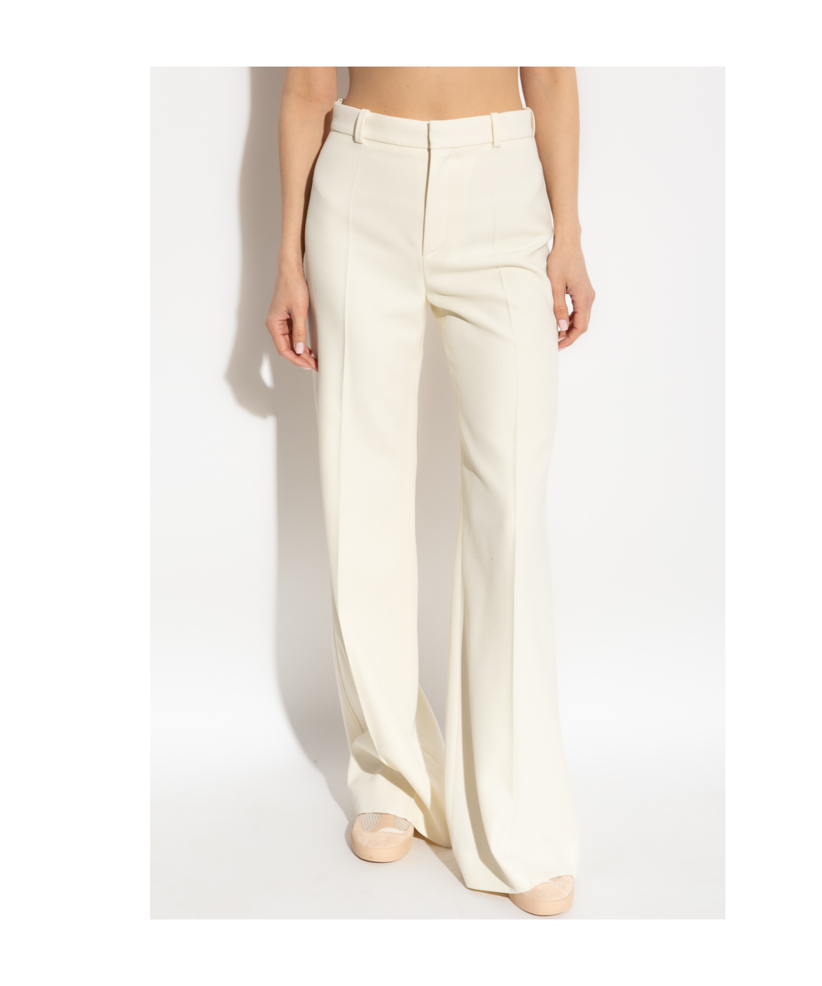 Shop Chloé Flared Trousers In Nude