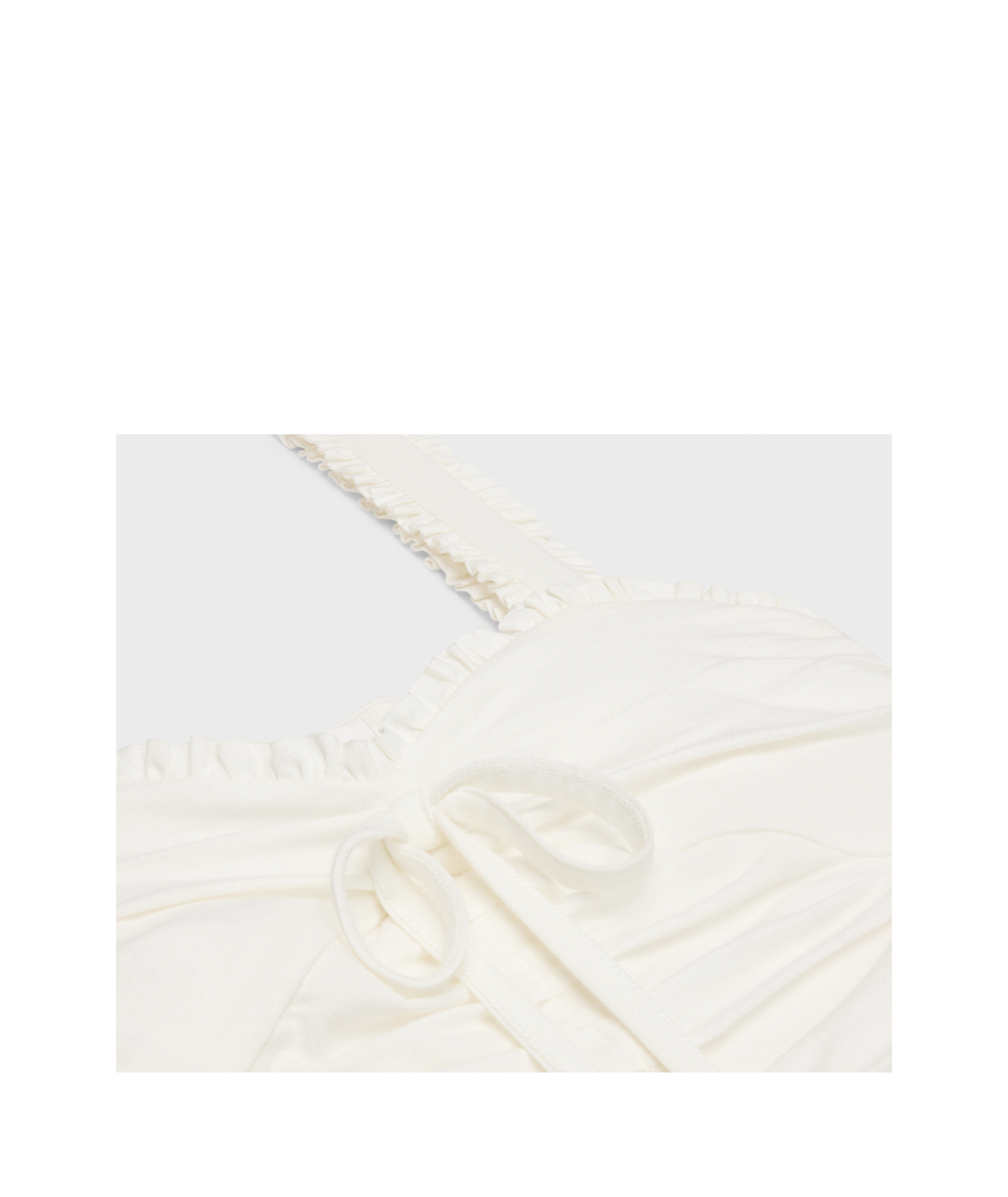 Celine Short Ruffled Top In Cotton And Silk Jersey In Nude