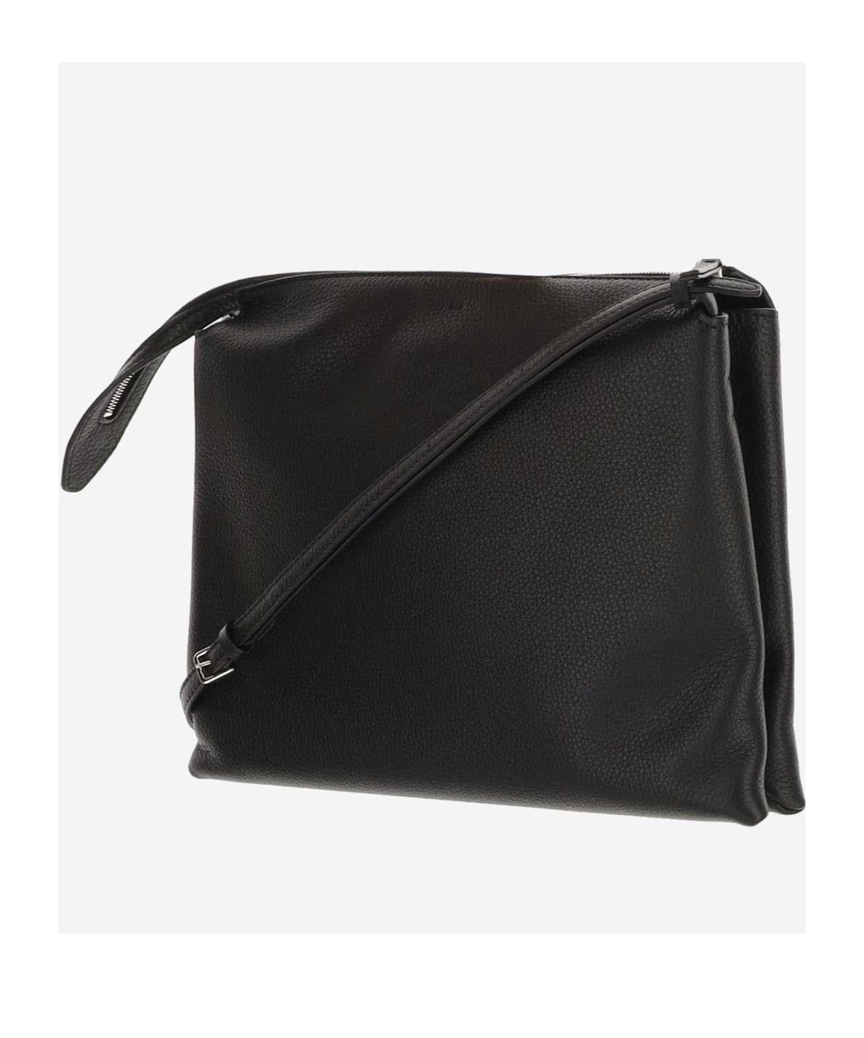 The Row Leather Shoulder Bag In Black