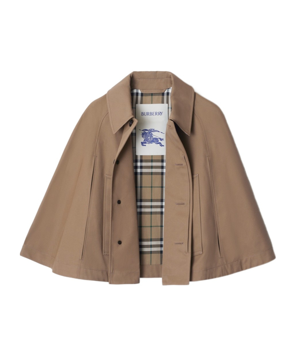 Burberry Cropped Cotton Twill Cape In Brown