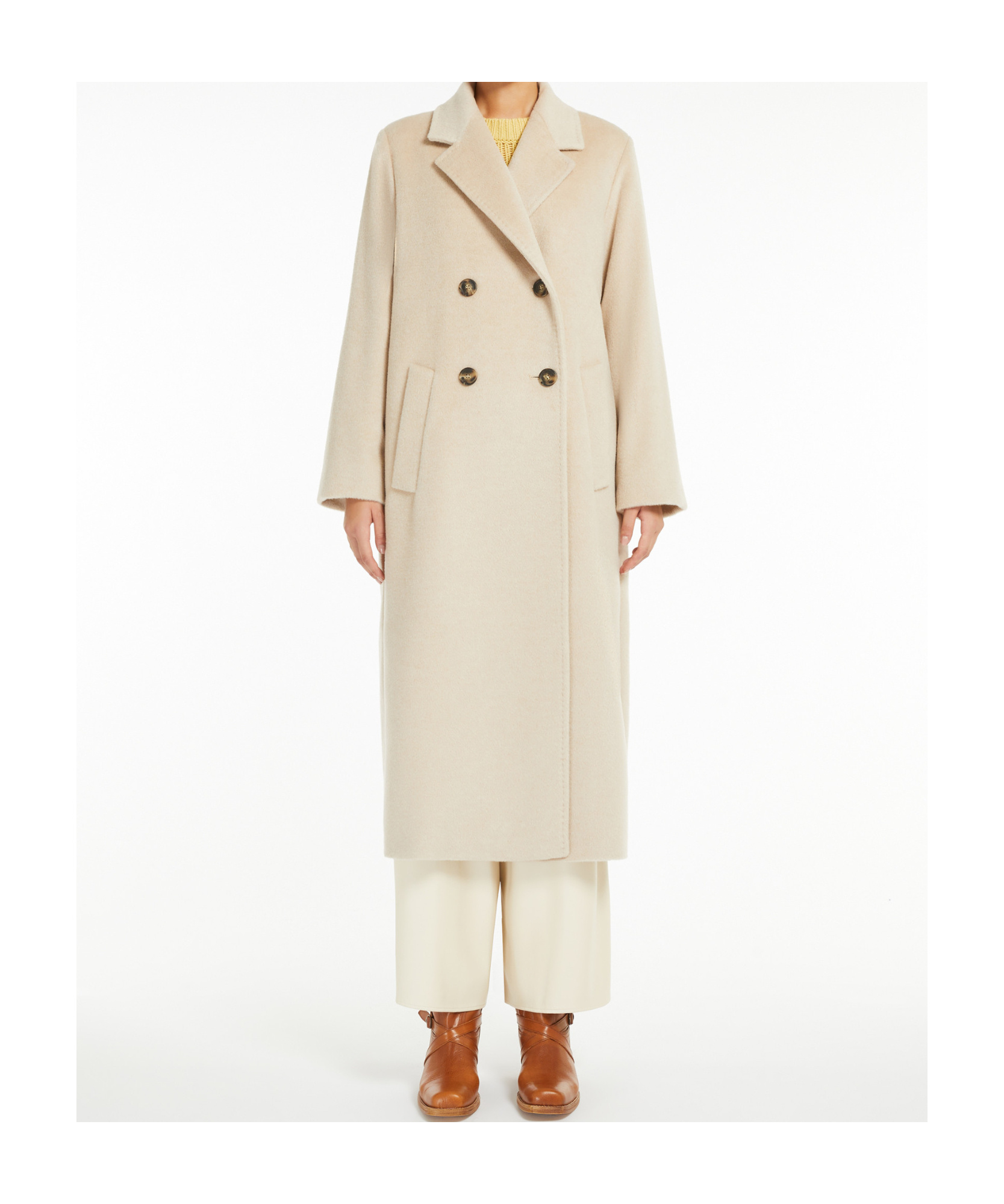 Weekend Max Mara Double-breasted Wool Coat In Nude