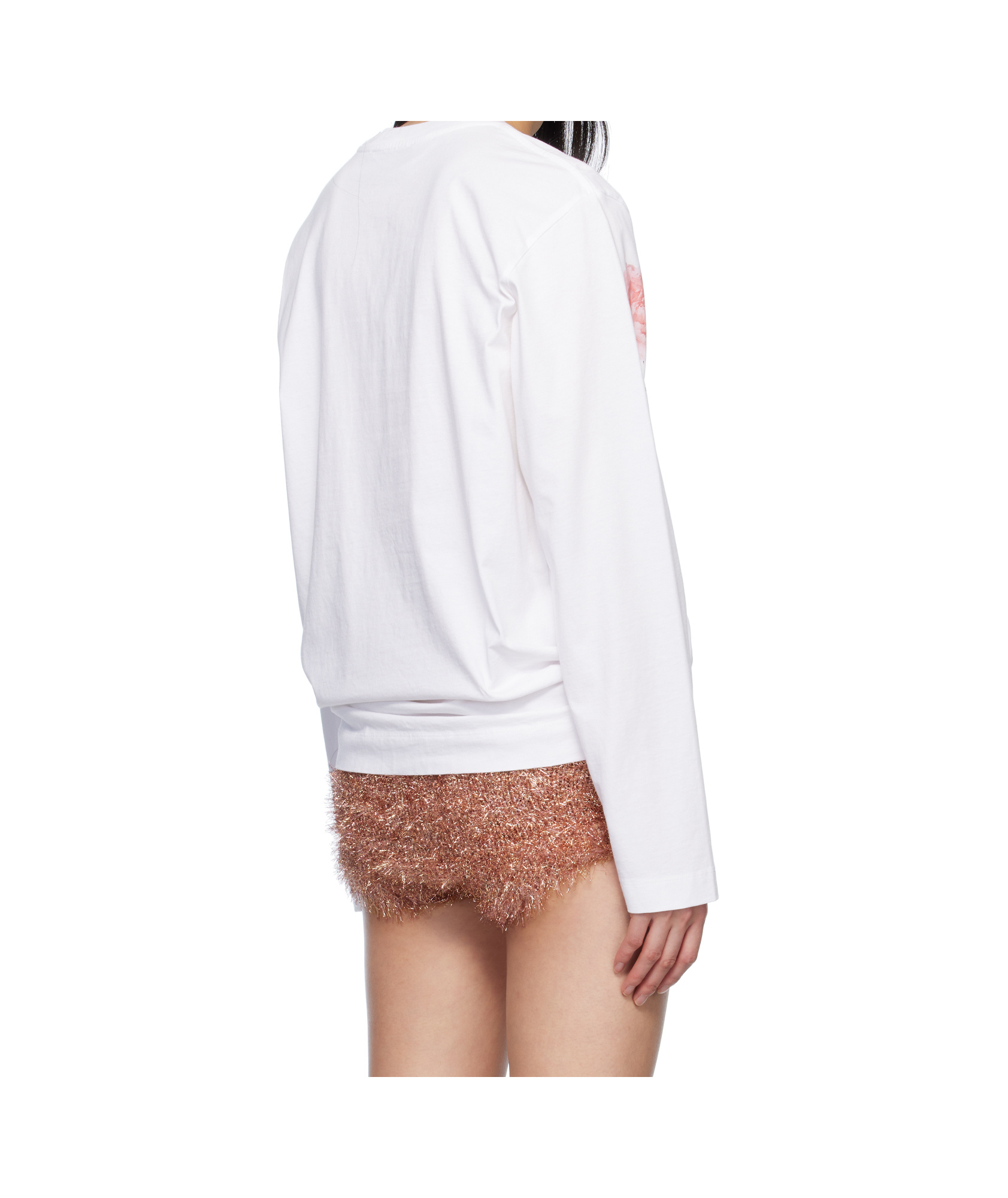 Simone Rocha White Carnation Print Long Sleeve T-shirt In White