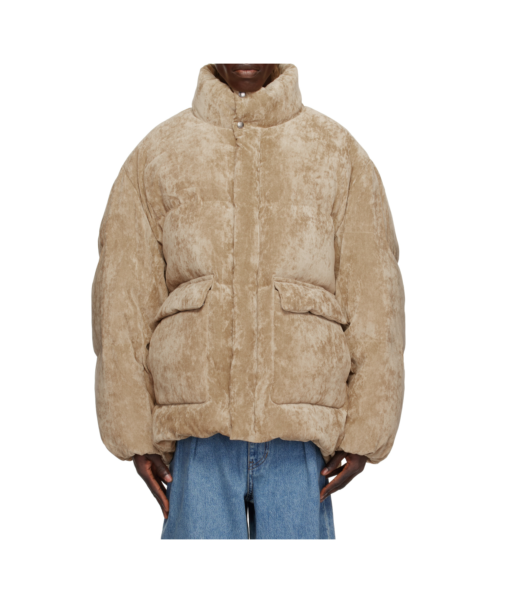 Wooyoungmi Beige Velvet Down Jacket In Nude