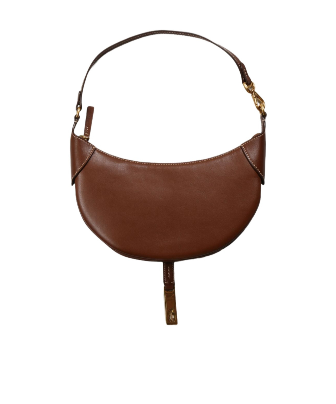 Shop Polo Ralph Lauren Logo Plaque Zipped Mini Shoulder Bag In Brown