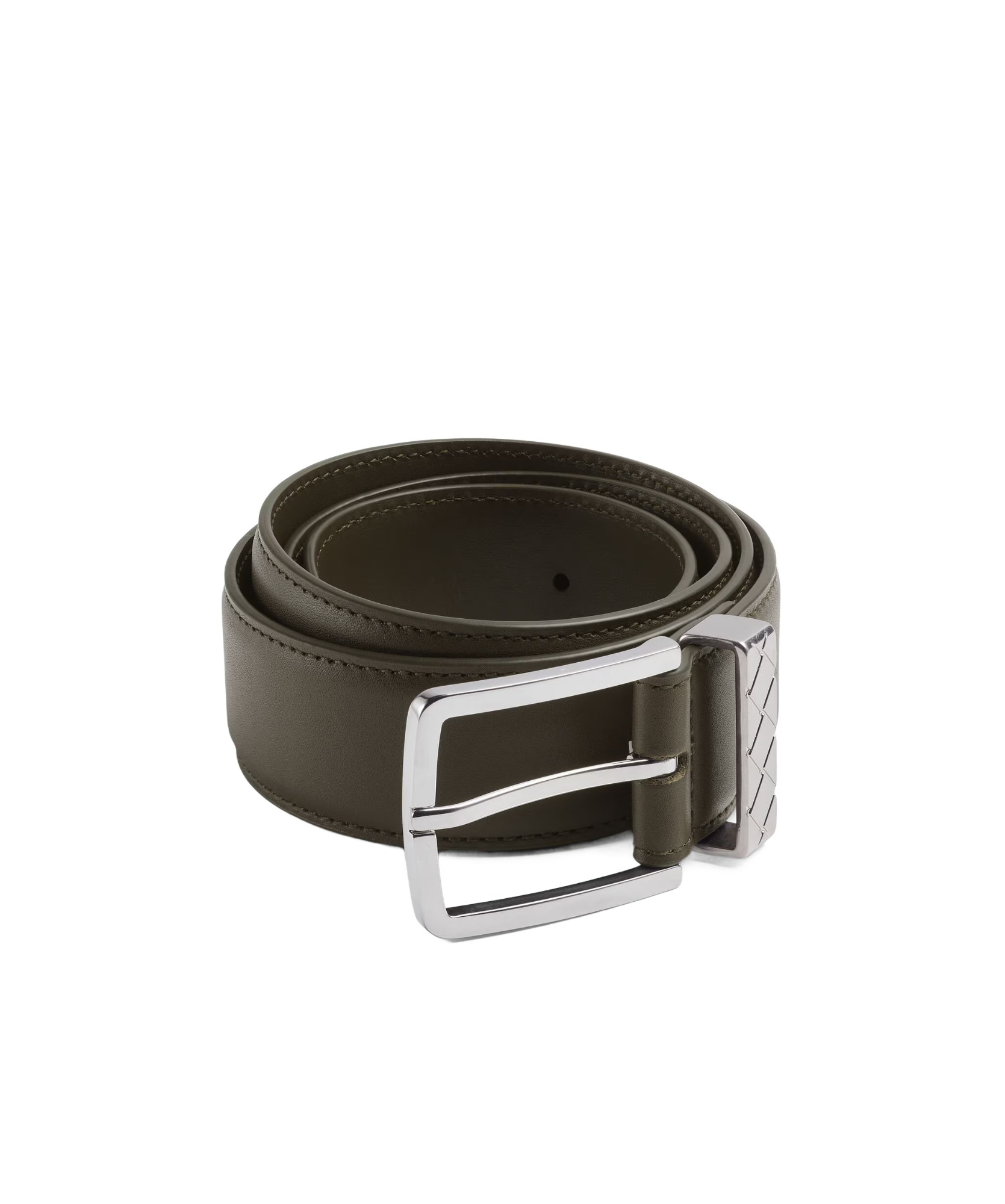 Shop Bottega Veneta Intreccio Loop Belt In Khaki