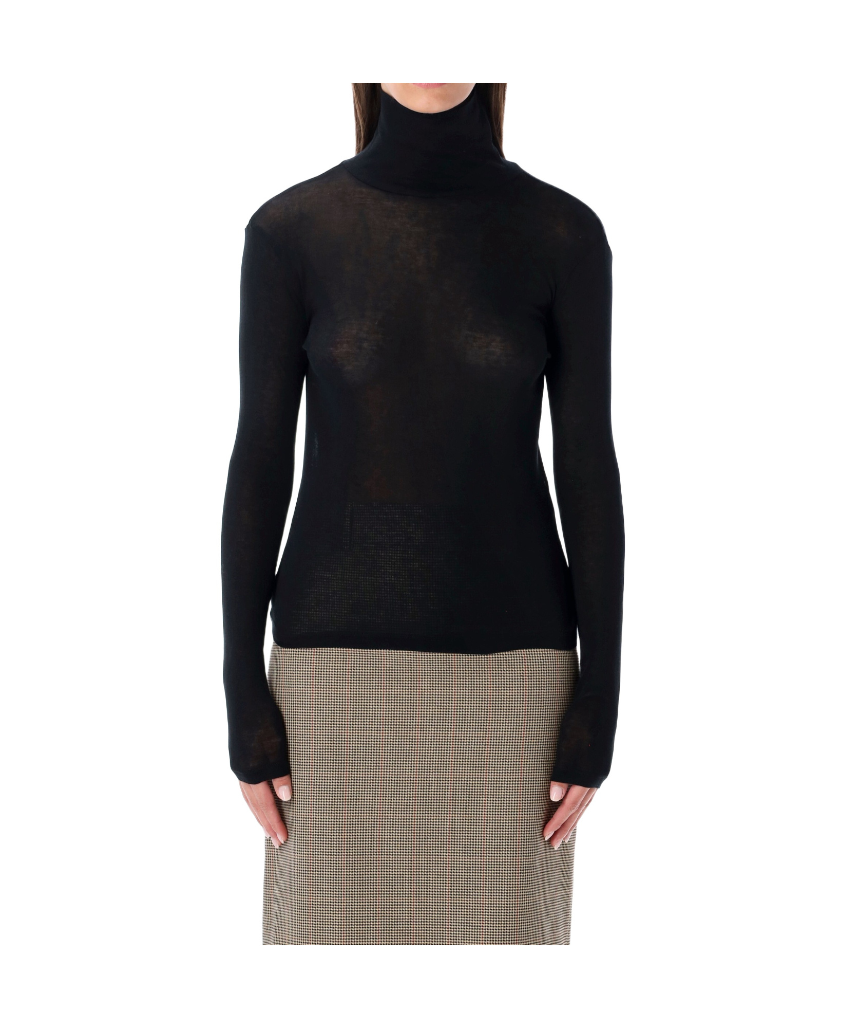 The Frankie Shop Long-sleeved Turtleneck Sweater In Transparent