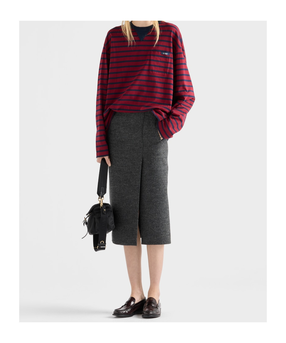 Prada Amaranth And Blue Striped Long-sleeve T-shirt In Red