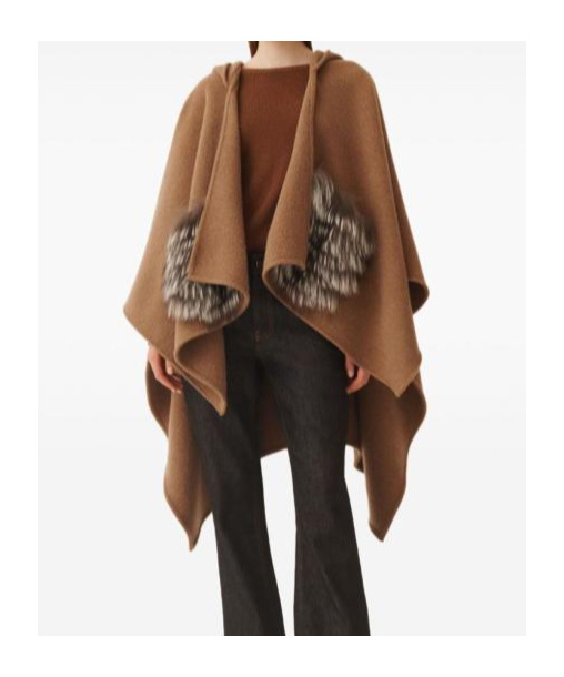 Fabiana Filippi Hooded Cloak In Brown
