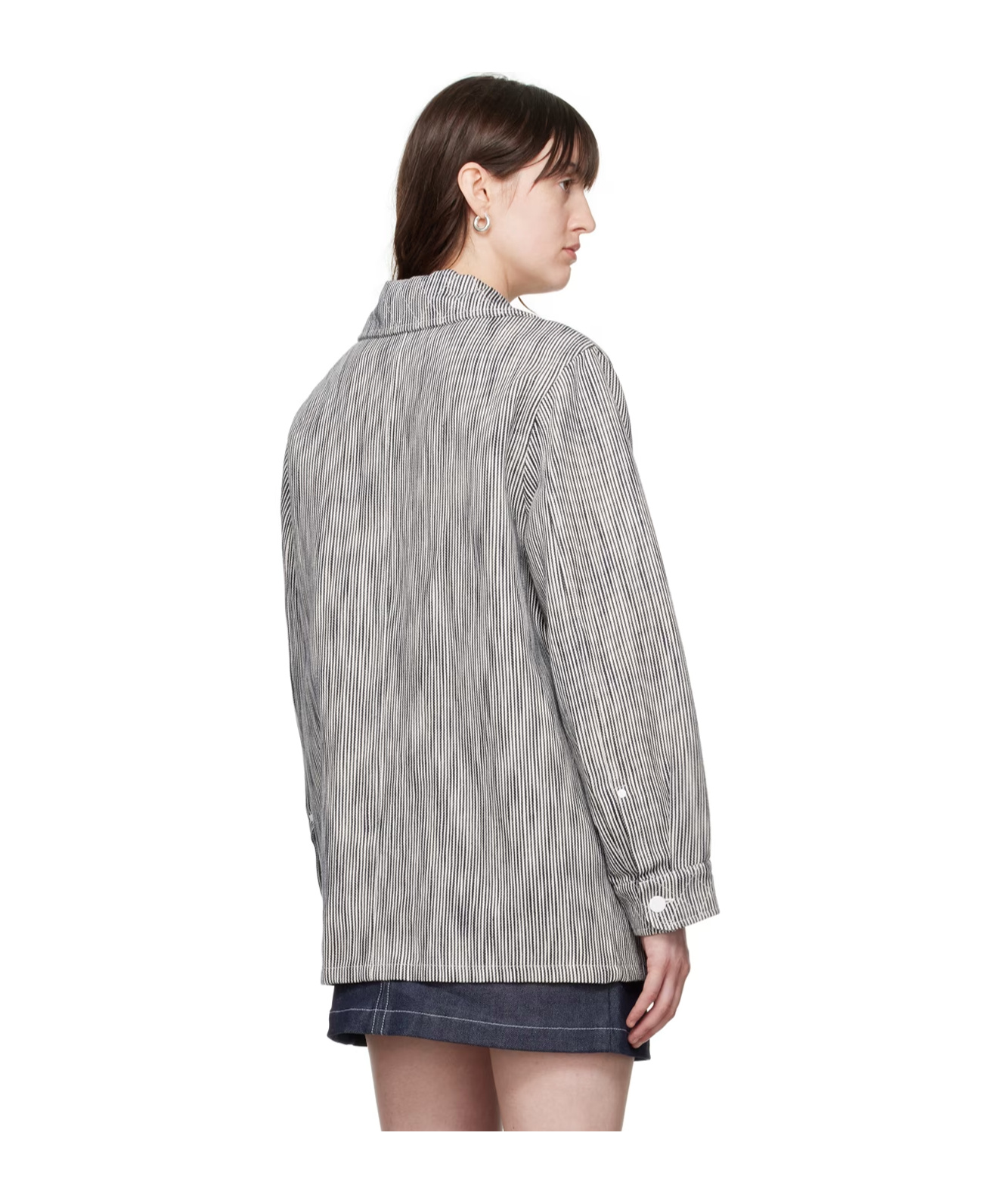 Apc Striped Casual Jacket In Gray