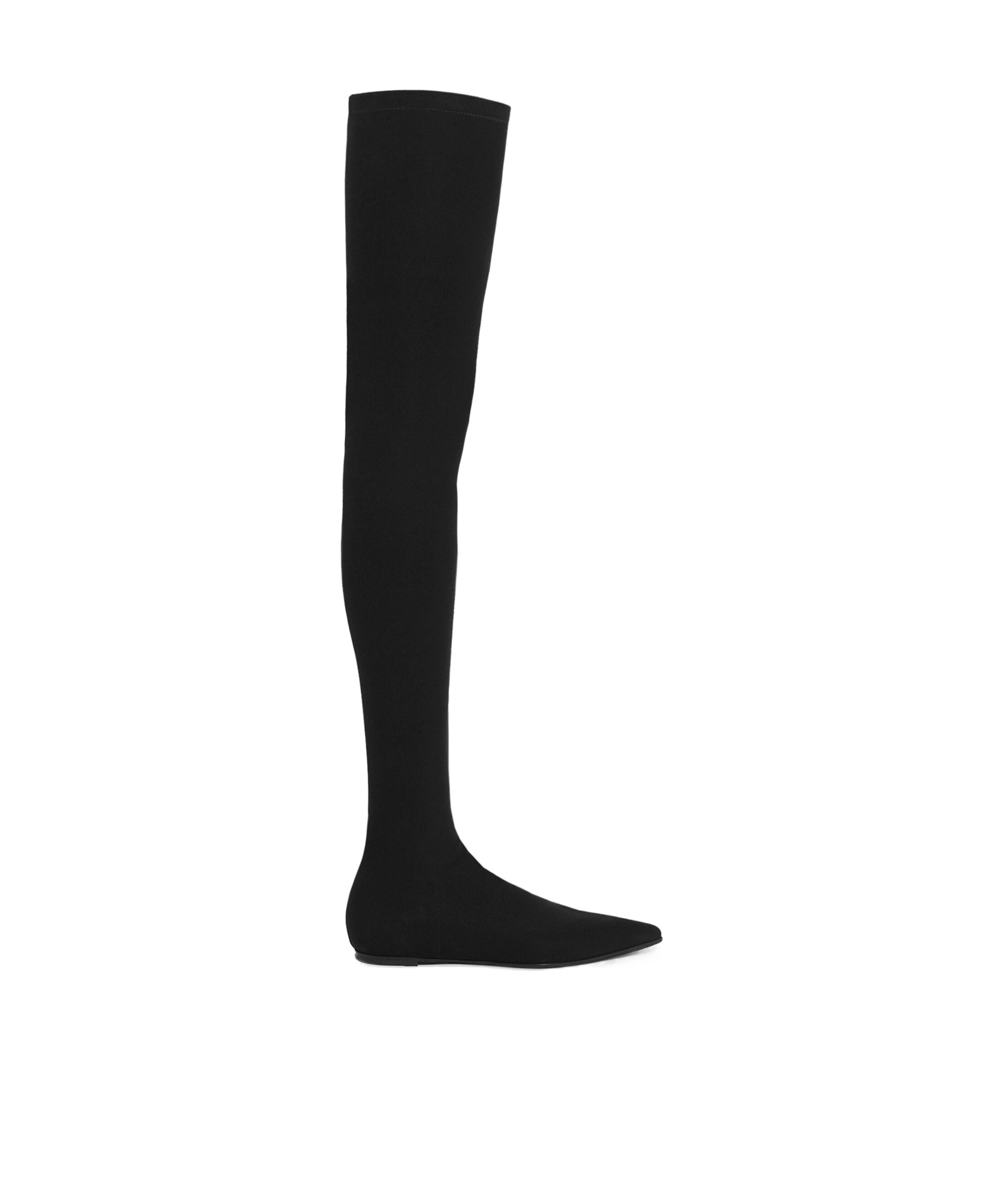 Dolce & Gabbana Pointed Toe Stretch Fabric Over-the-knee Boots In Black