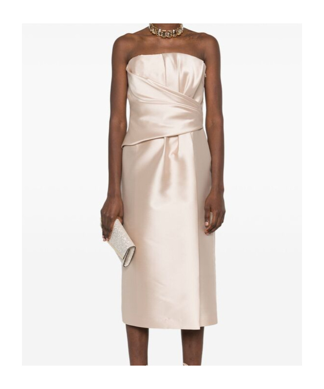 Shop Alberta Ferretti Strapless Dress In Nude