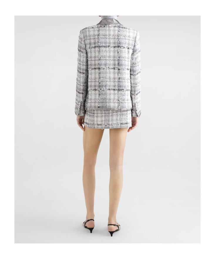 Dolce & Gabbana Check Lurex Raschel Tweed Miniskirt In White