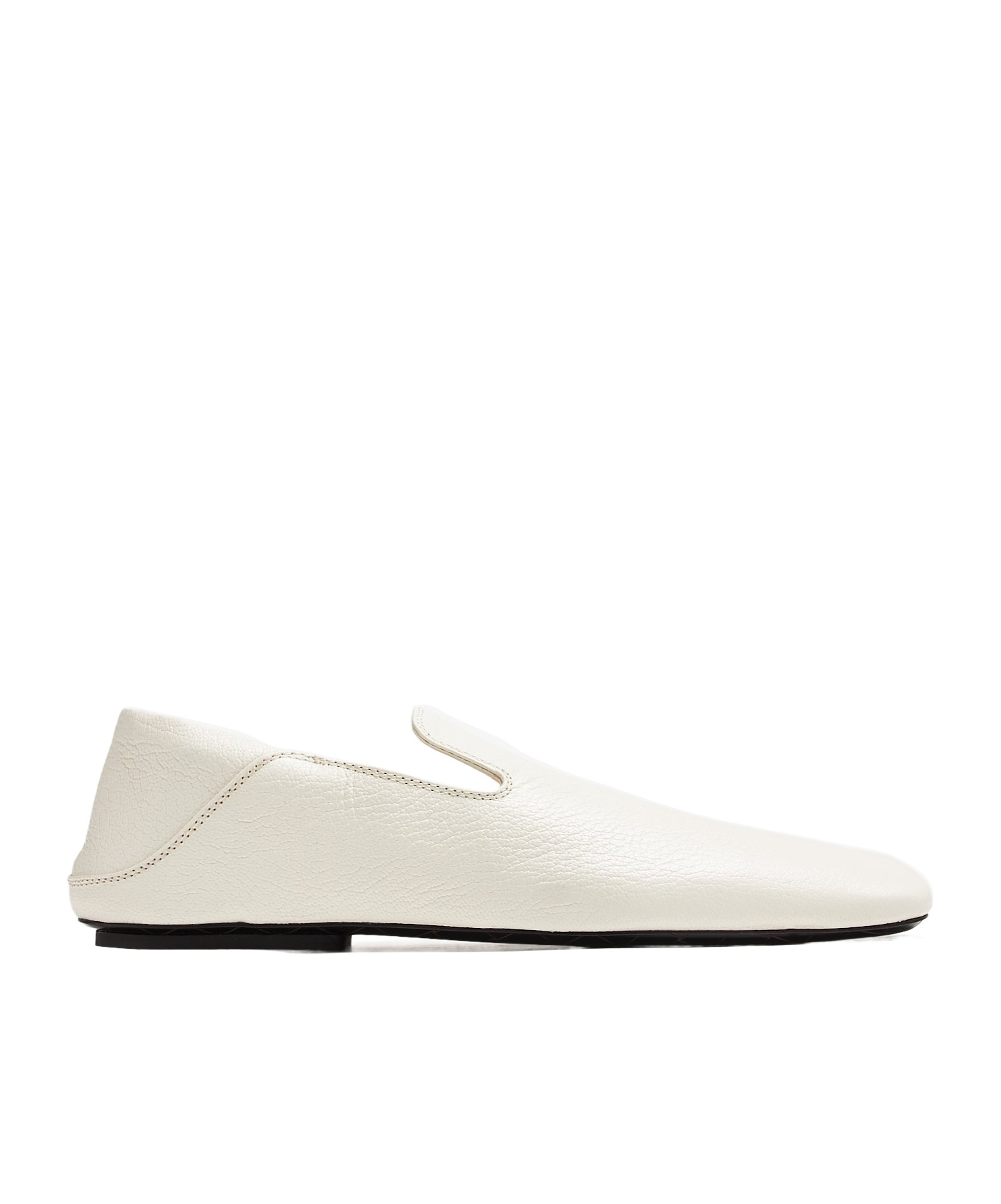 Bottega Veneta White Leather Slip Loafers In White
