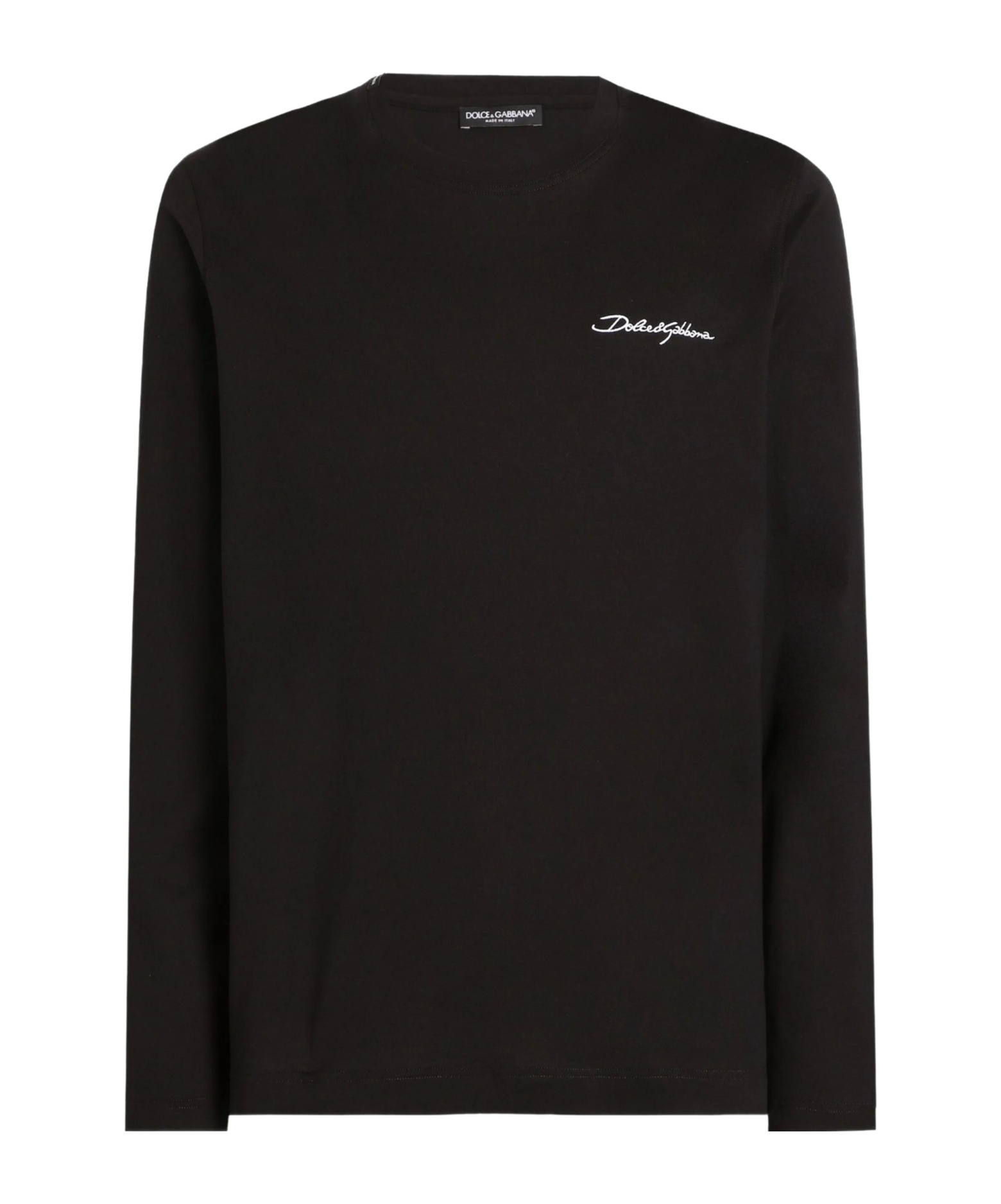 Dolce & Gabbana Cotton Crew Neck T-shirt With Long Sleeves In Black