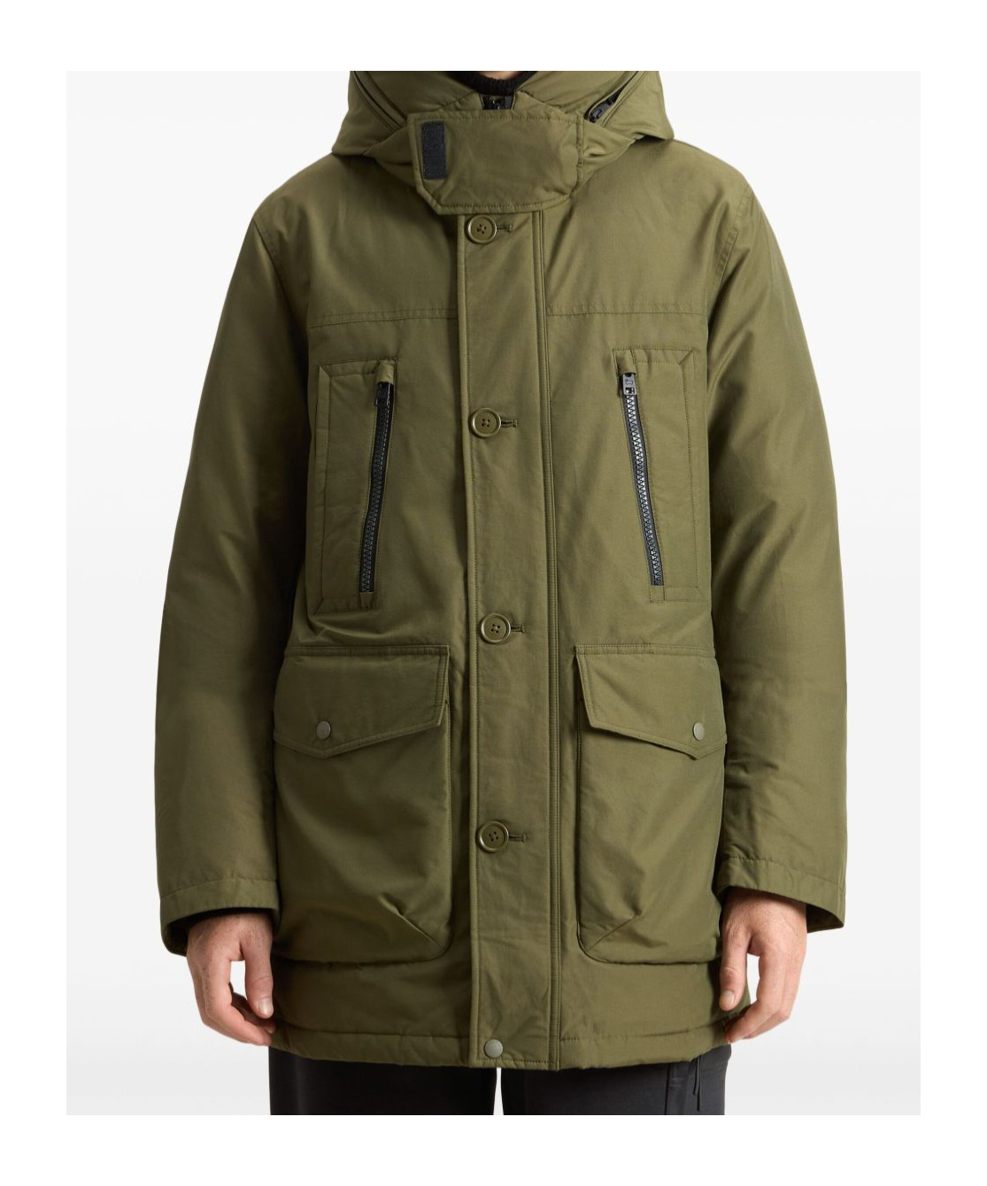 Woolrich Hooded Down Jacket In Green