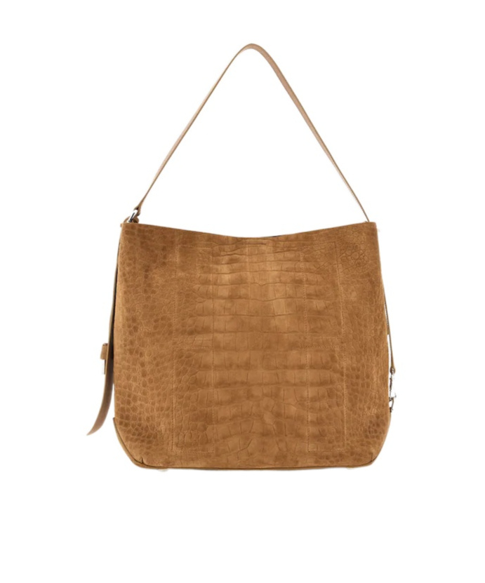 Hogan Suede Hobo Tote Adjustable Shoulder Strap In Sand