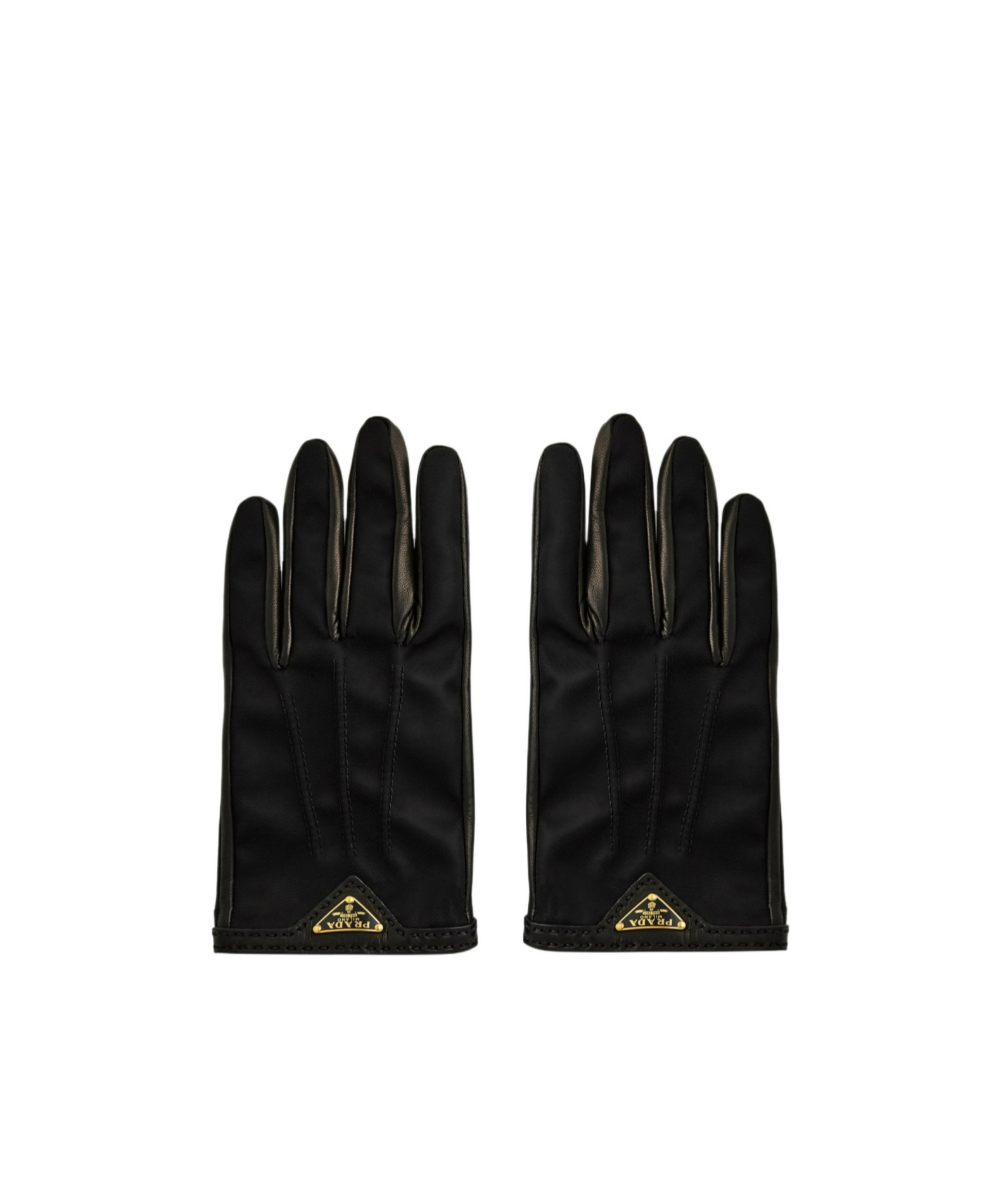 Prada Triangle Gloves In Nero