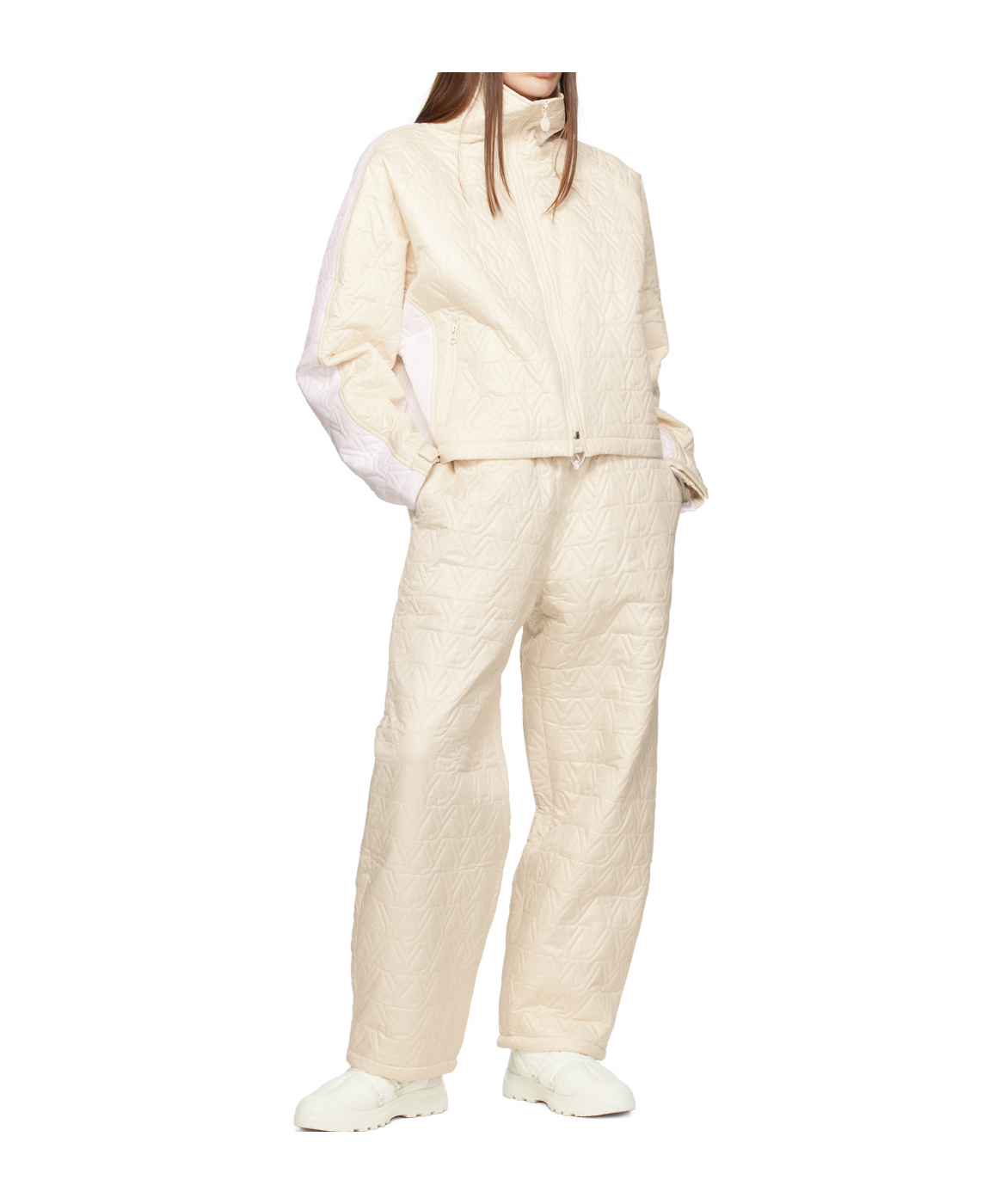 Open Yy Quilted Bomber Jacket In Neutral