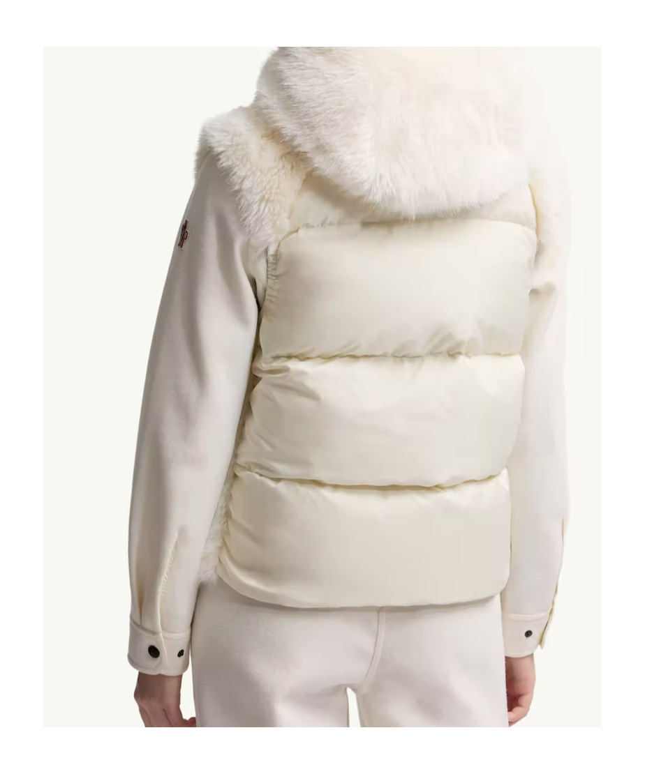 Moncler Arve Hooded Teddy Down Vest In Animal Print