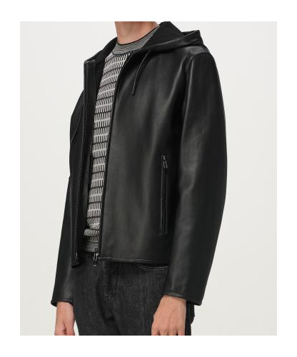 Emporio Armani Man Jacket Black Size 42 Lambskin In Black